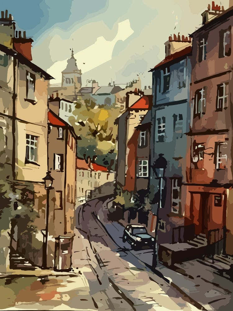 Painting Of Edinburgh Scotland In The Style Of Watercolour 1