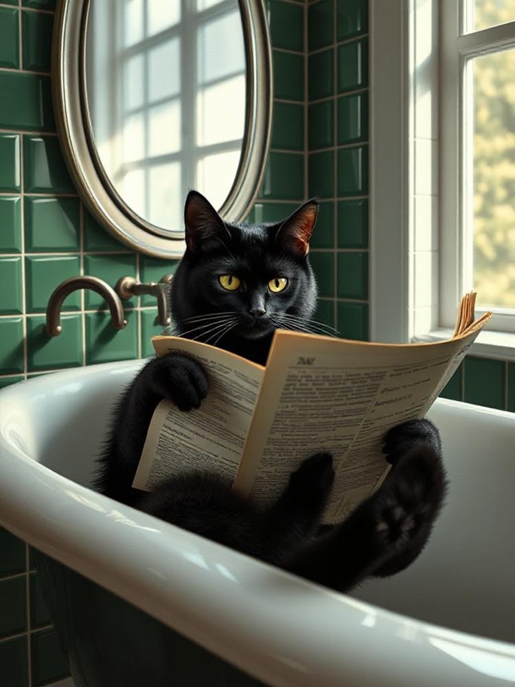 Cat Reading A newspaper 1