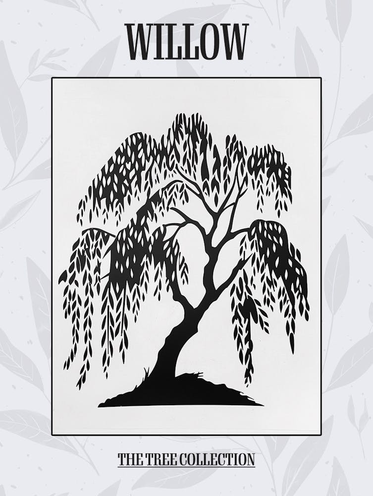Willow Tree Simple Geometric Nature Stencil 11 Poster