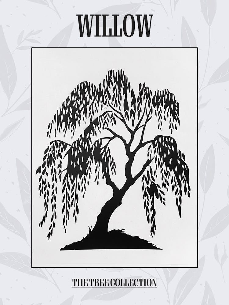 Willow Tree Simple Geometric Nature Stencil 11 Poster