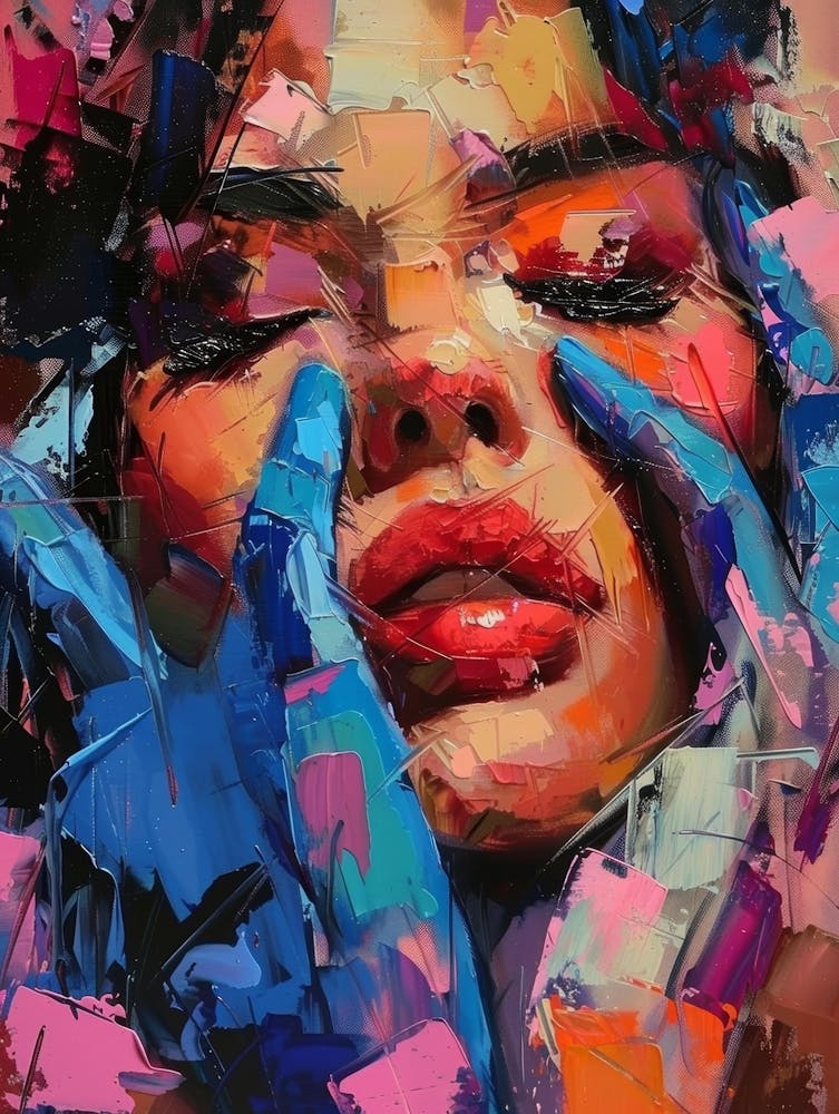 Woman With Colorful Paint On Her Face