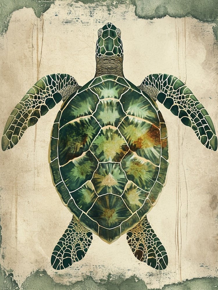 Vintage Sea Turtle Painting 3