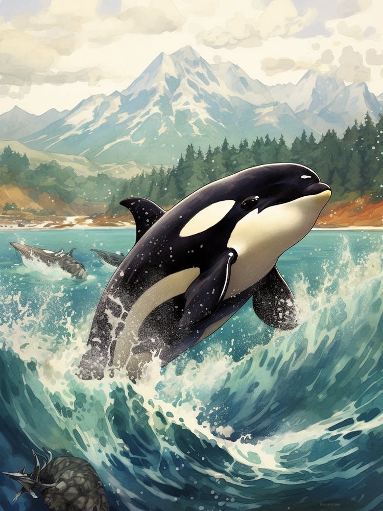 Orca Whale With Waves 2