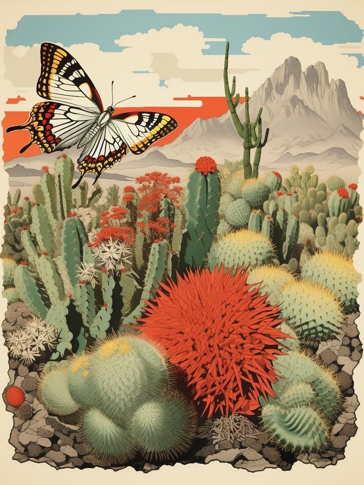 Papillon avec Plantes du Désert 1