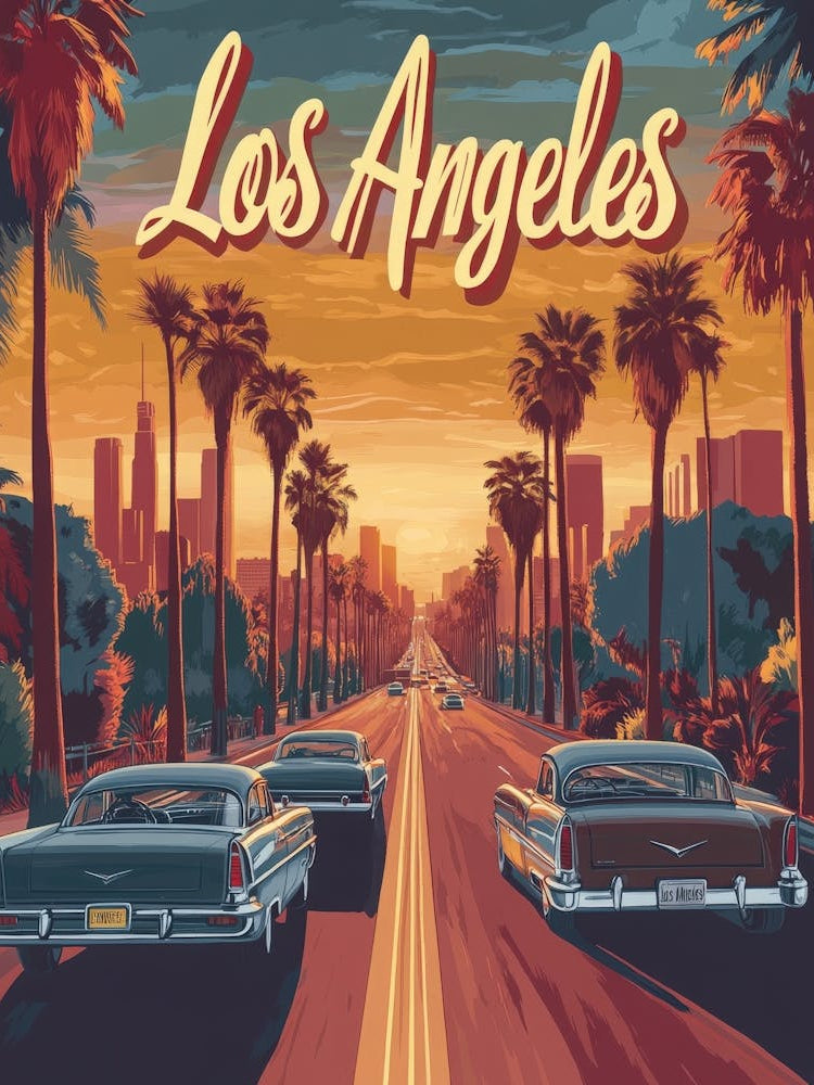 Aihrgdesign A Mid Century Modern Travel Poster For Los Angeles 1