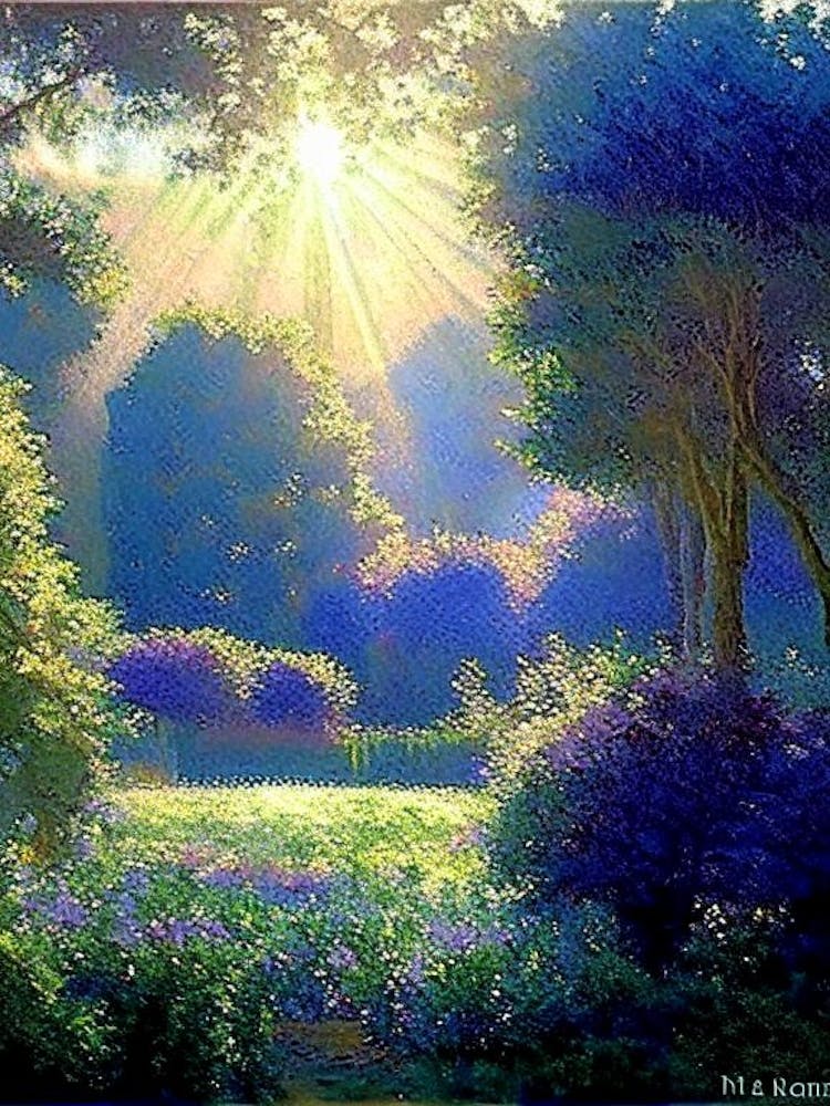 Villa Cimbrone Gardens, Italy Classic Monet Style Painting