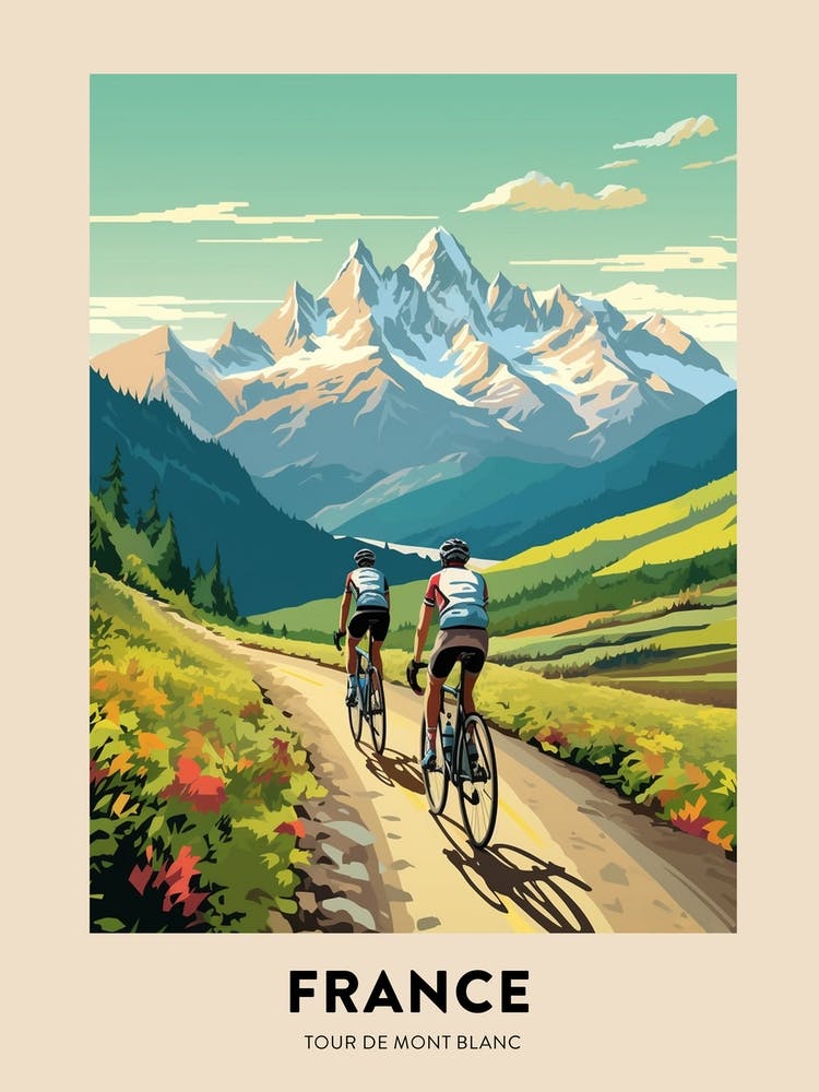Tour De Mont Blanc France 8 Vintage Cycling Travel Poster