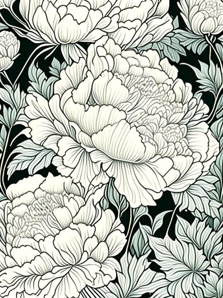 Lower Gardens Peonies 2 Drawing