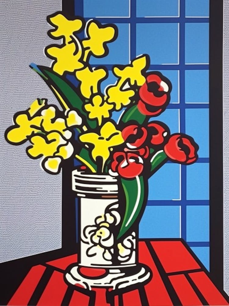 Snapdragons Flower Still Life  2 Pop Art Style