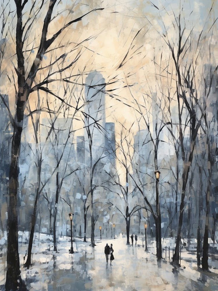 Winter City Park Painting Central Park New York City 2