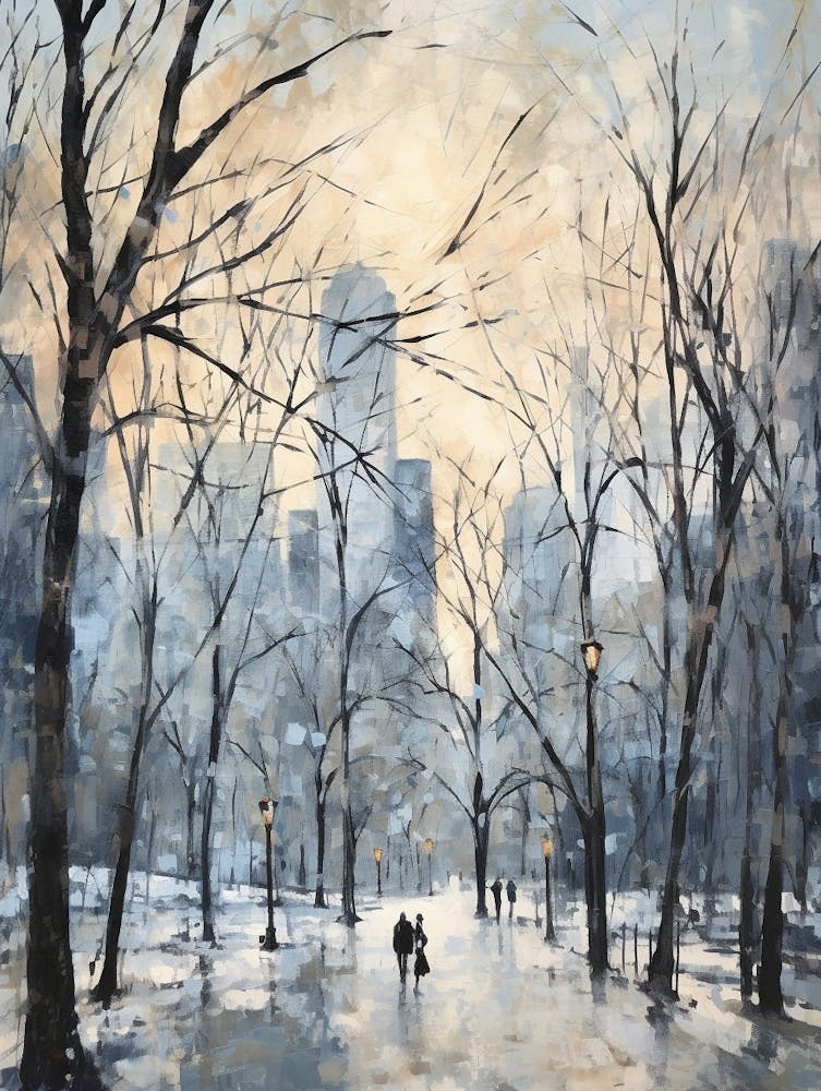 Winter City Park Painting Central Park New York City 2