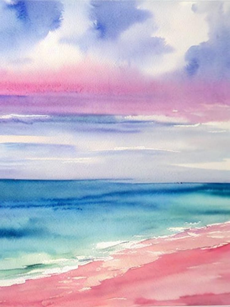 Amadores Strand, Gran Canaria, Spanien Rosa Aquarell