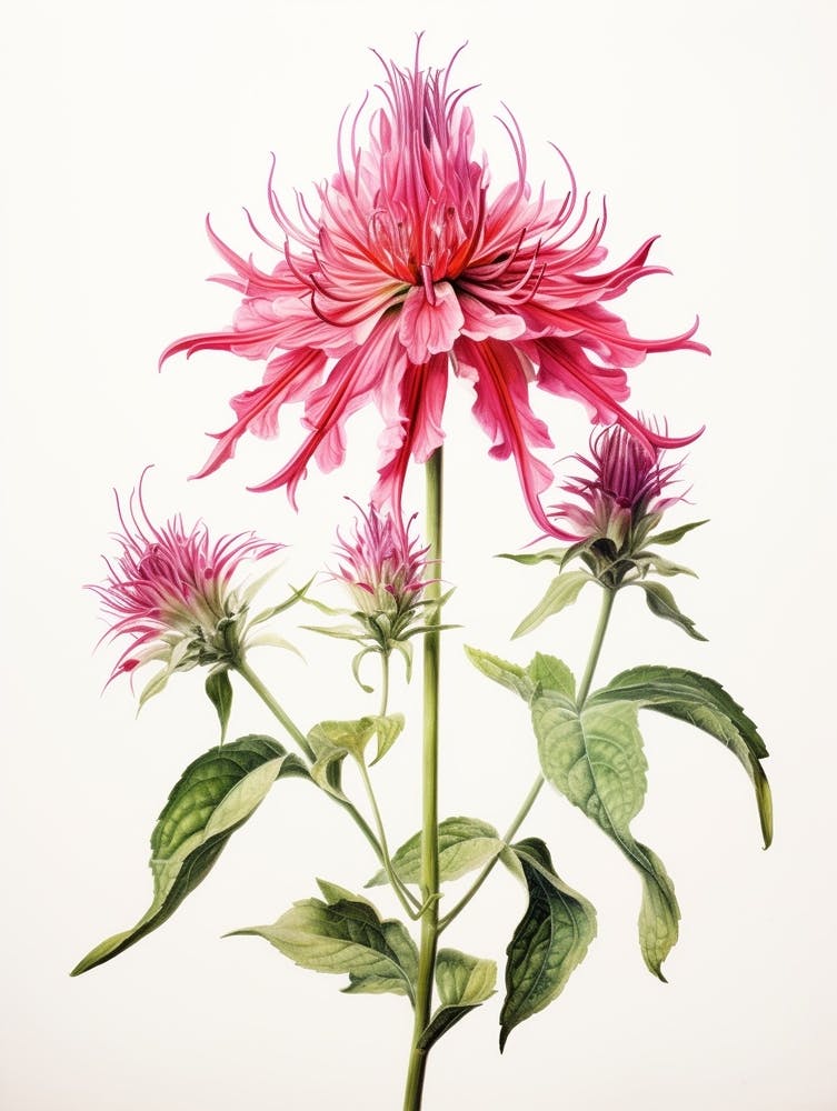 Pressed Flower Botanical Art Bee Balm 3