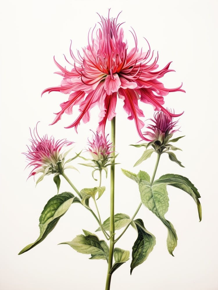 Pressed Flower Botanical Art Bee Balm 3