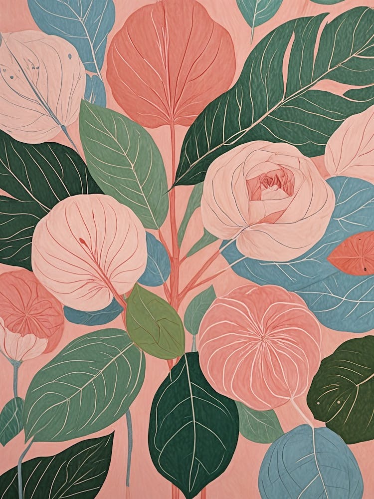 Pink And Green Leaves no1