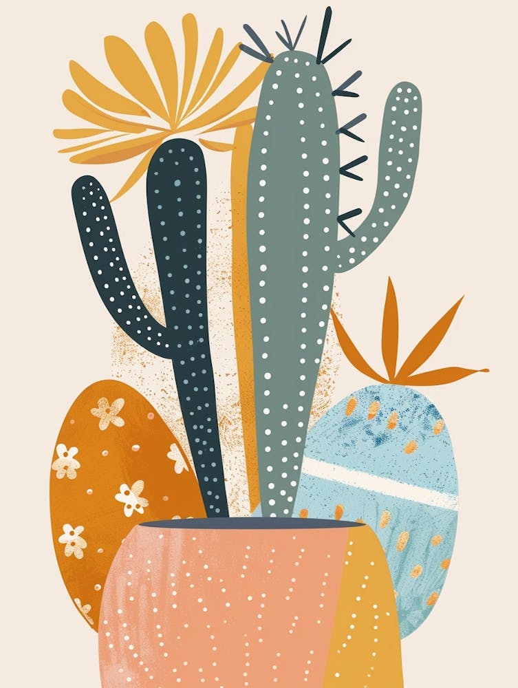 Easter Cactus Plant Minimalist Illustration 8