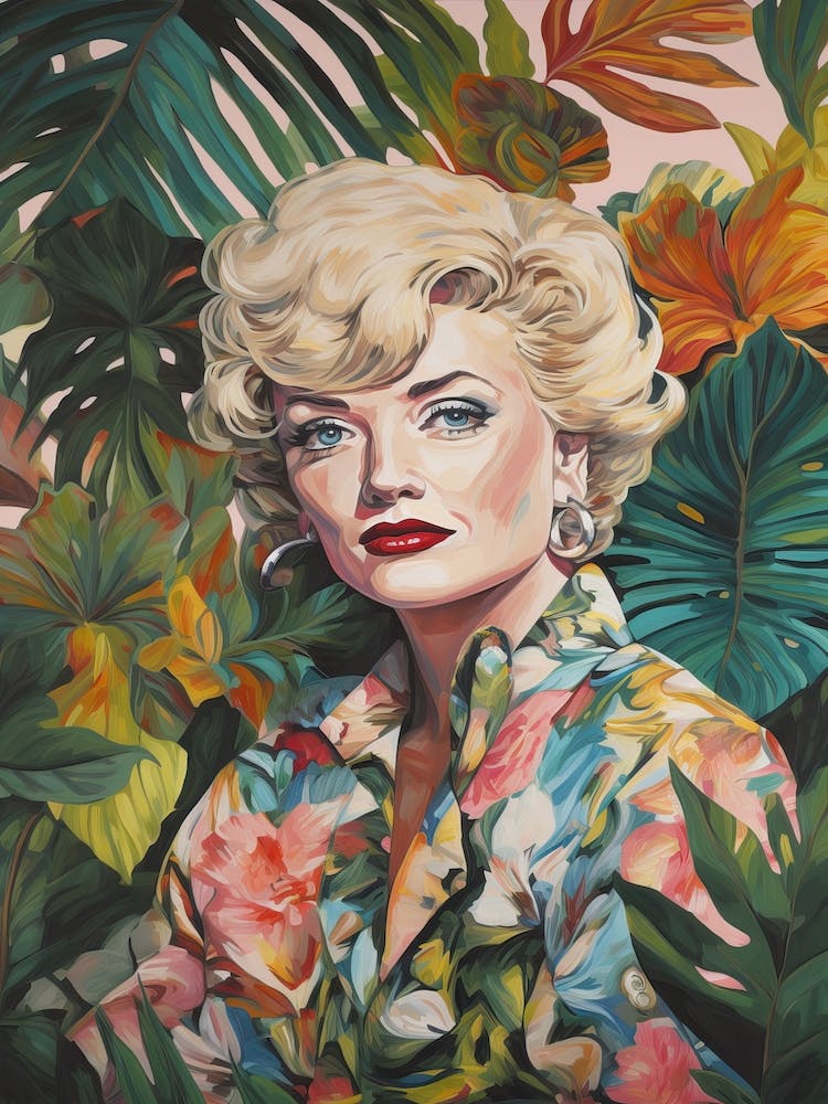 Floral Handpainted Portrait Of Marilyn Monroe