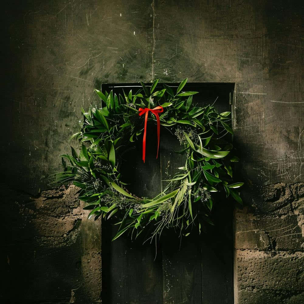 Christmas Wreath On A Door
