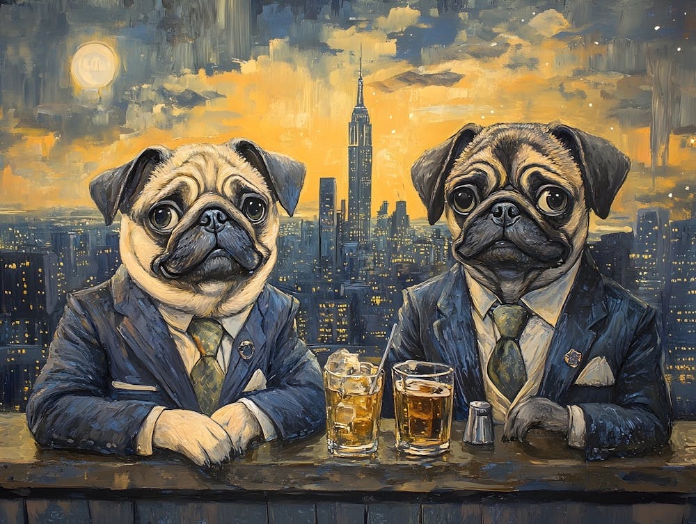 Gentleman Pugs At Nyc Rooftop Bar 4