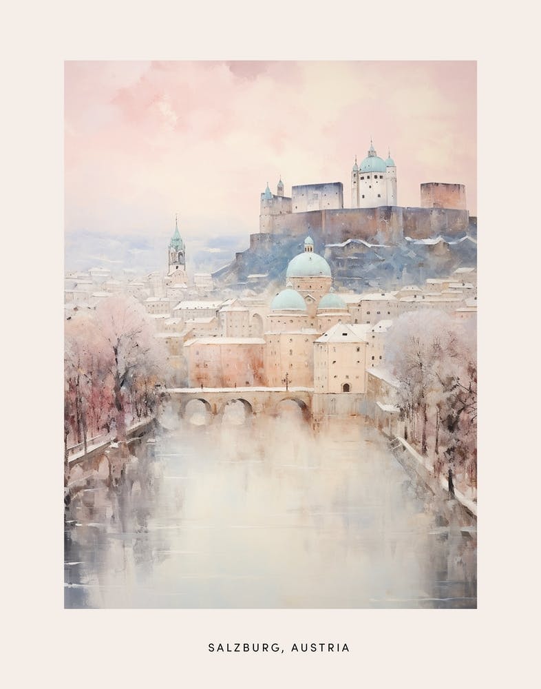Dreamy Winter Painting Poster Salzburg Austria 2