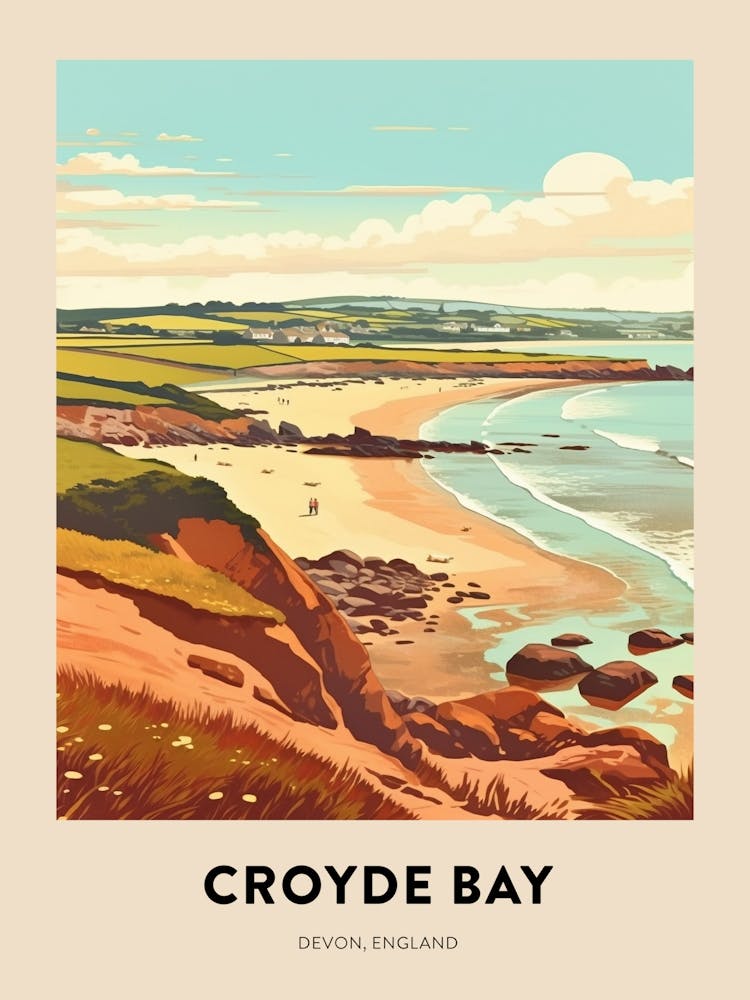 Devon Vintage Travel Poster Croyde Bay 3