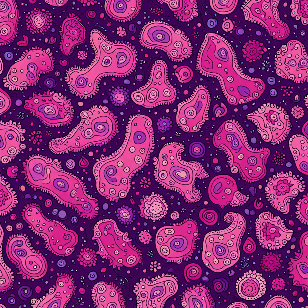A seamless Pattern Featuring Amoeba Like Blobs Shapes With Edges Rustic Purple And Pink, Flat Art, 114