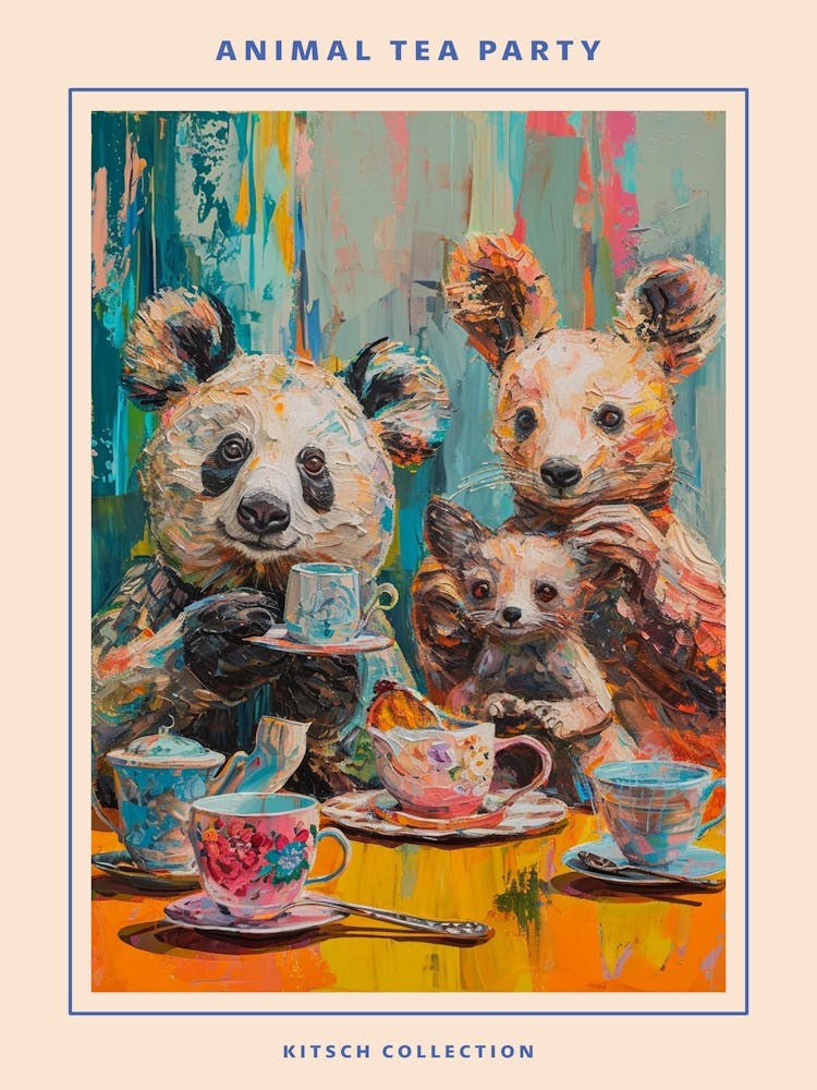 Kitsch Cute Animal Tea Party 4 Poster