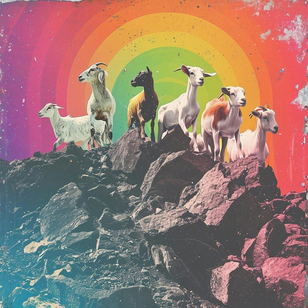 Mountain Goat Rainbow Collage 1