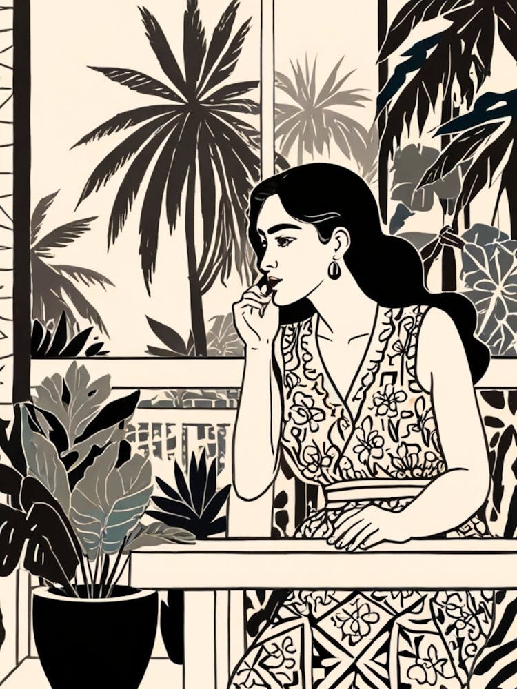 Woman Sitting At A Table 1