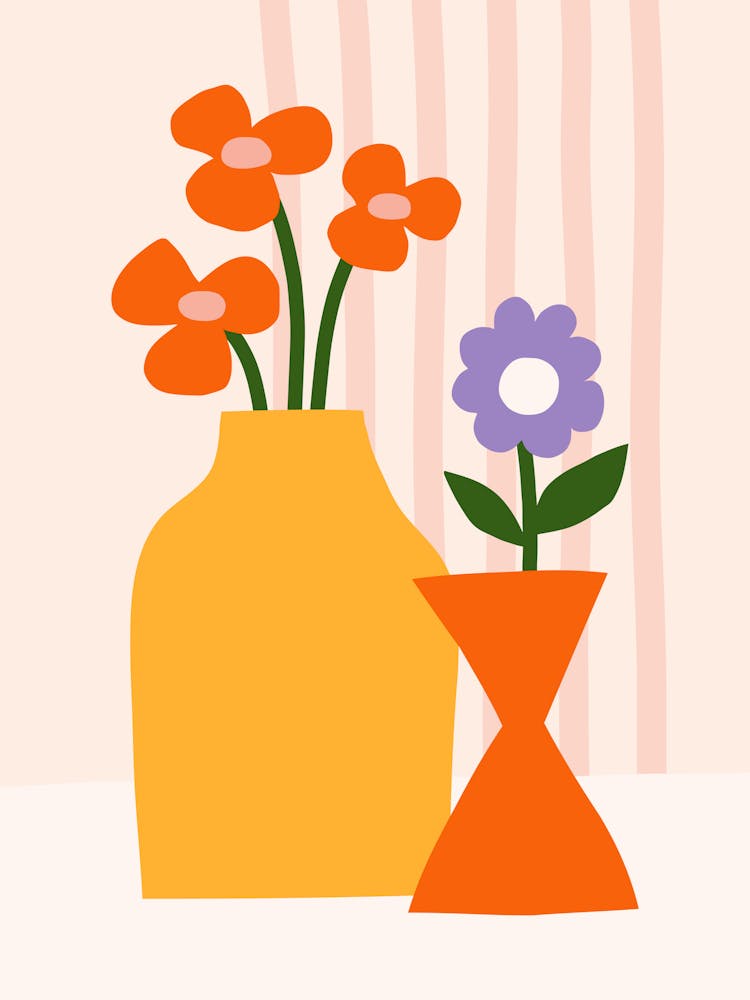 Colorful Flower Vases Print