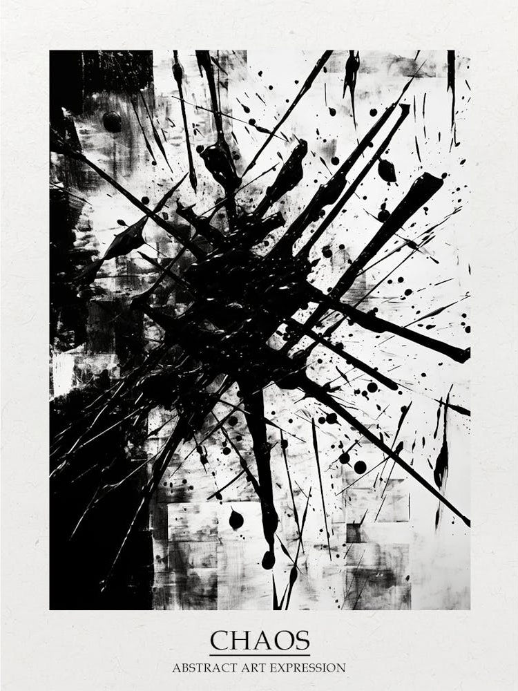 Chaos Abstract Black And White 9 Poster