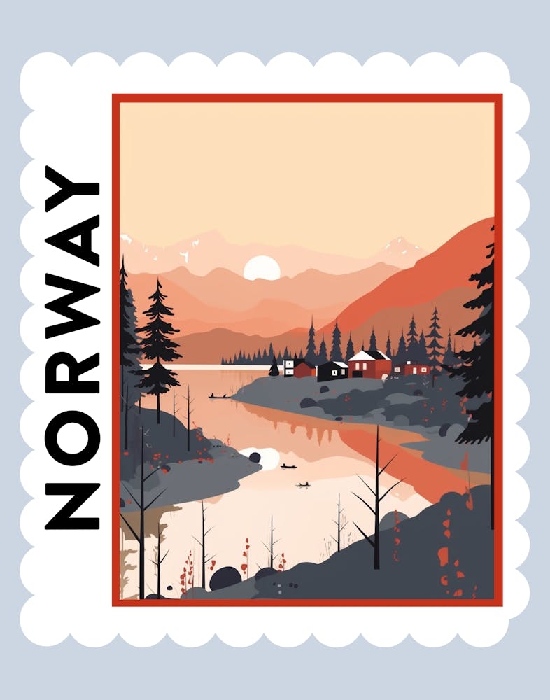 Norway 2 Travel Stamp Poster