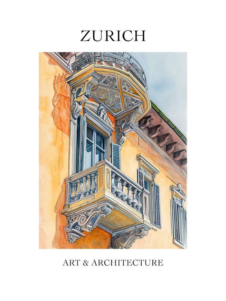 Zurich Travel And Architecture Poster 2