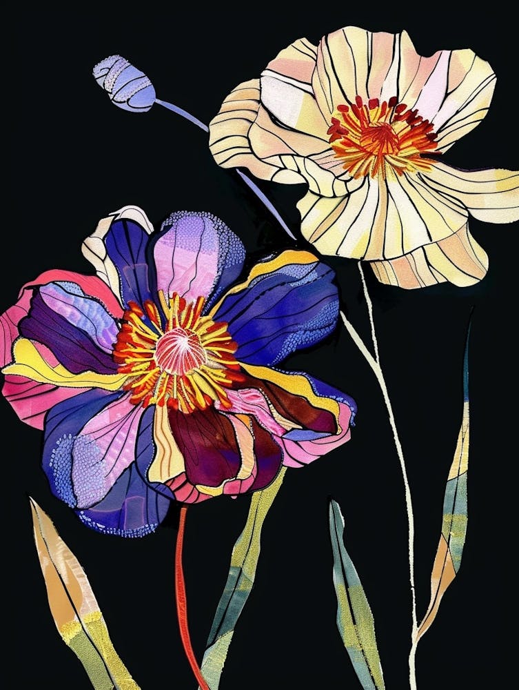 Neon Flowers On Black Ranunculus 4