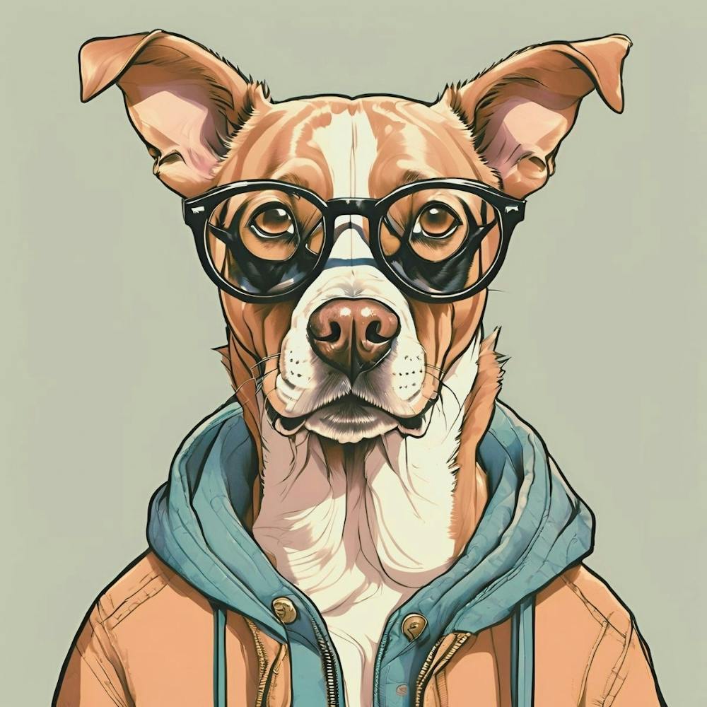 dog wearing glasses vintage art print