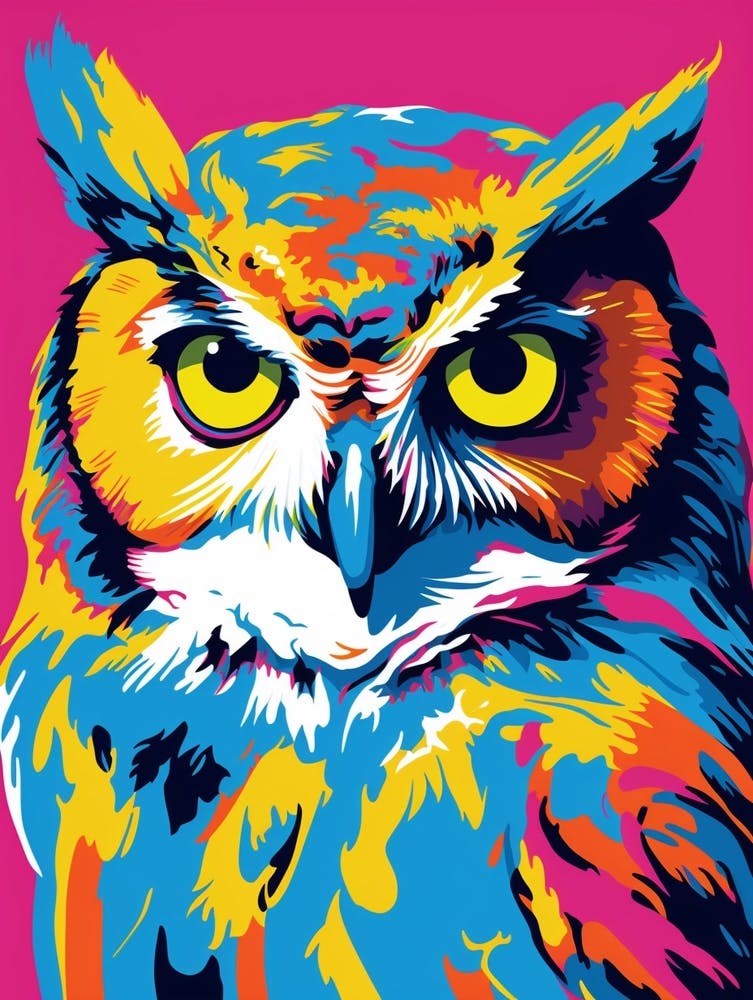 Andy Warhol Style Bird Owl