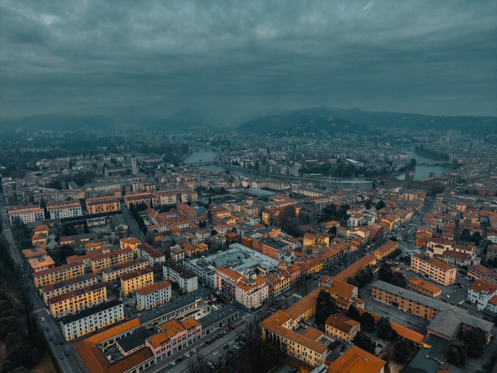 Photo & Old street in Verona, Italy.