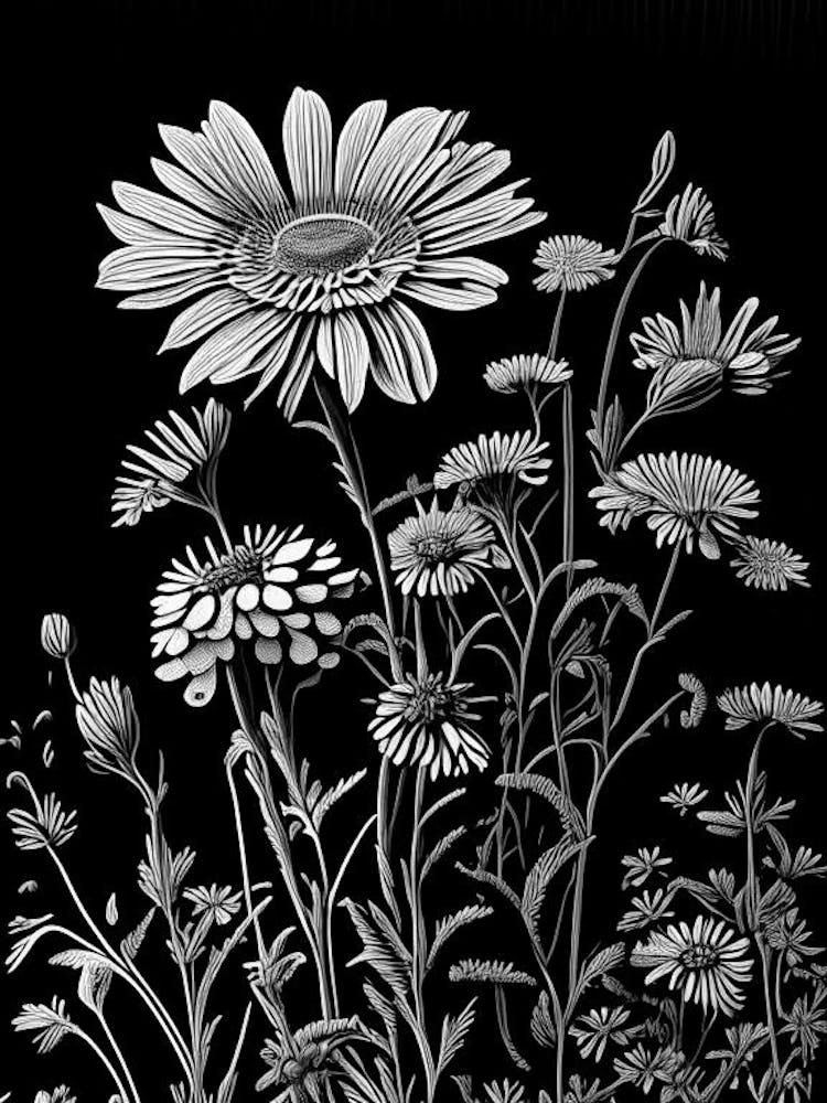 Helenium Wildflower Linocut 1