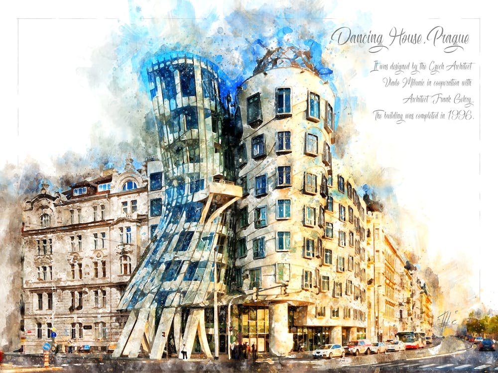 Dancing House, Prague,  Watercolor