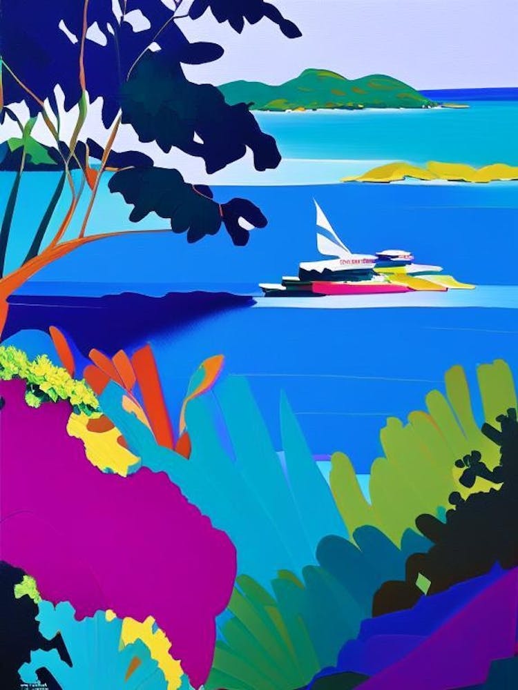 The Whitsunday Islands Australia Colourful Painting Tropical Destination