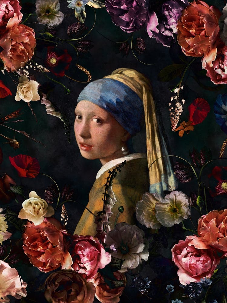 Girl With Pearl Earring Et Fleurs