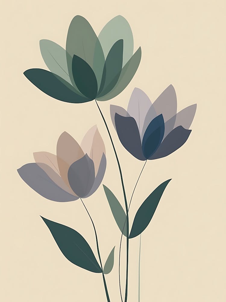 Flowers On A Beige Background 2