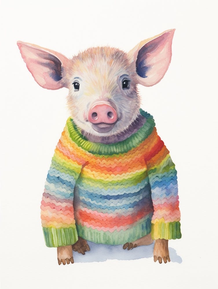 Baby Animal Wearing Sweater Pig 2
