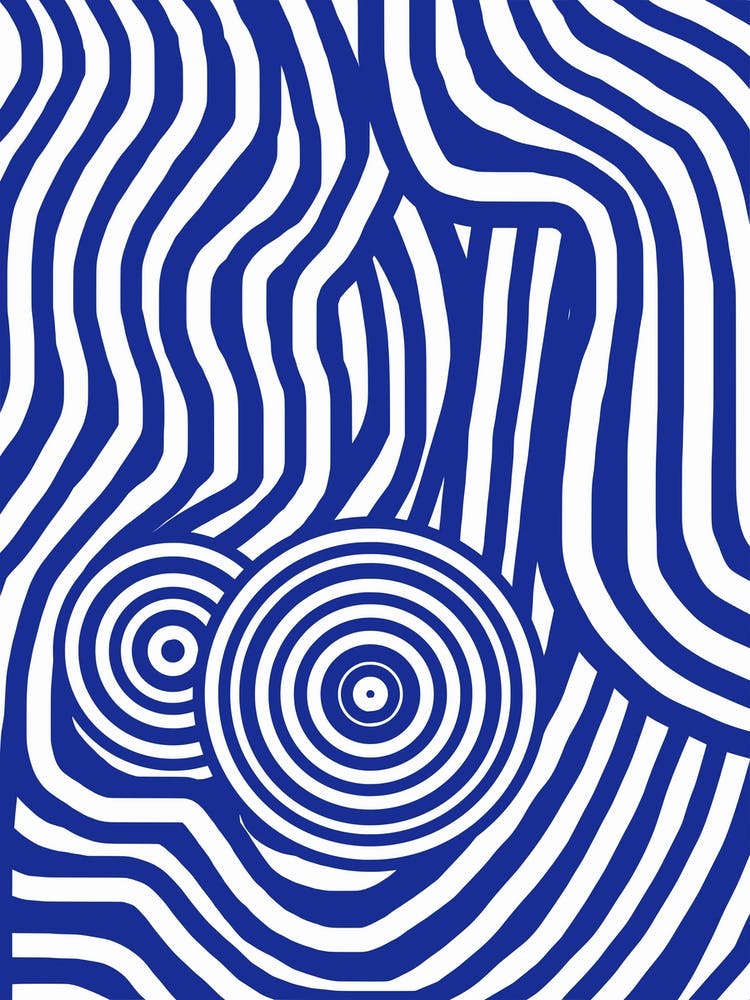 Blue And White Striped Seated Nude