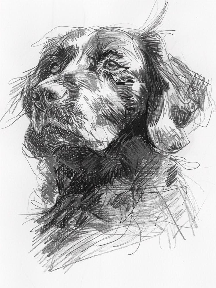 American Water Spaniel Dog Charcoal Line 2