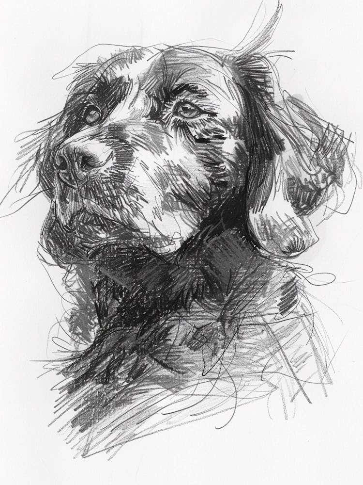 American Water Spaniel Dog Charcoal Line 2