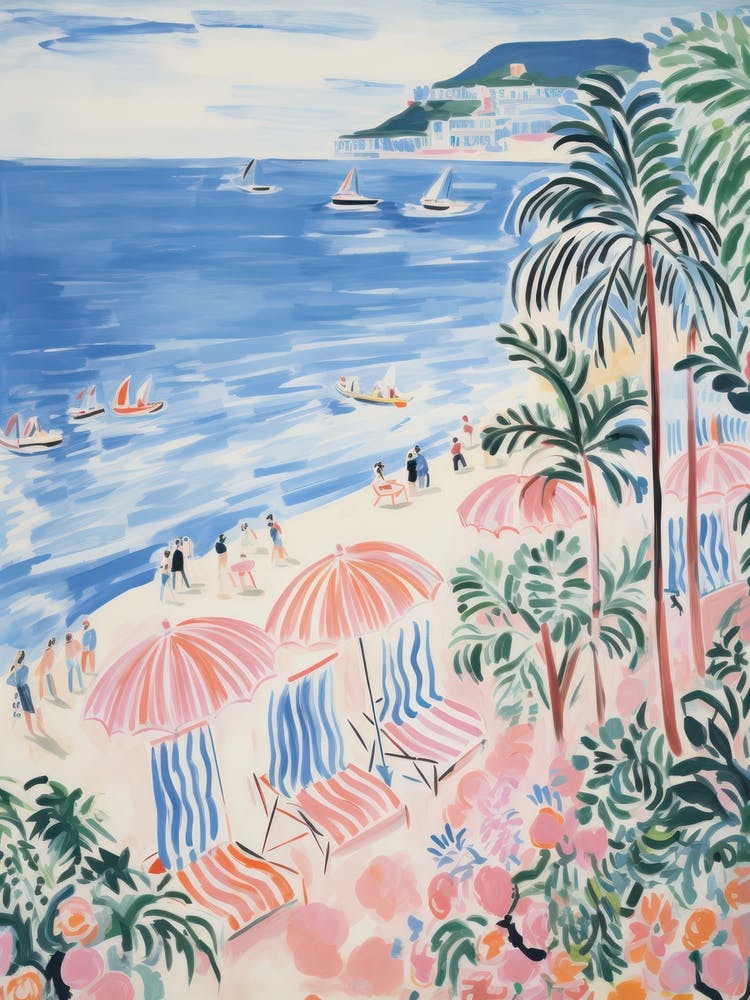 Marina Di Ragusa, Sicily   Italy Beach Club Lido Watercolour 1