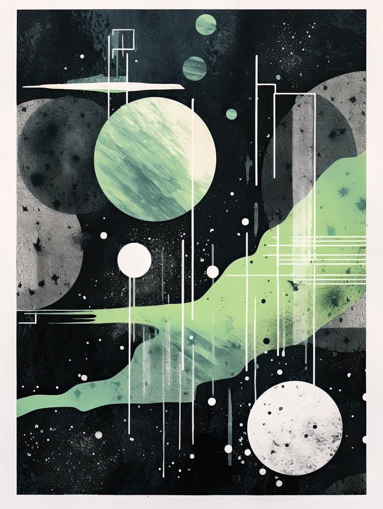 Whispering Waters; Vintage Print Risograph