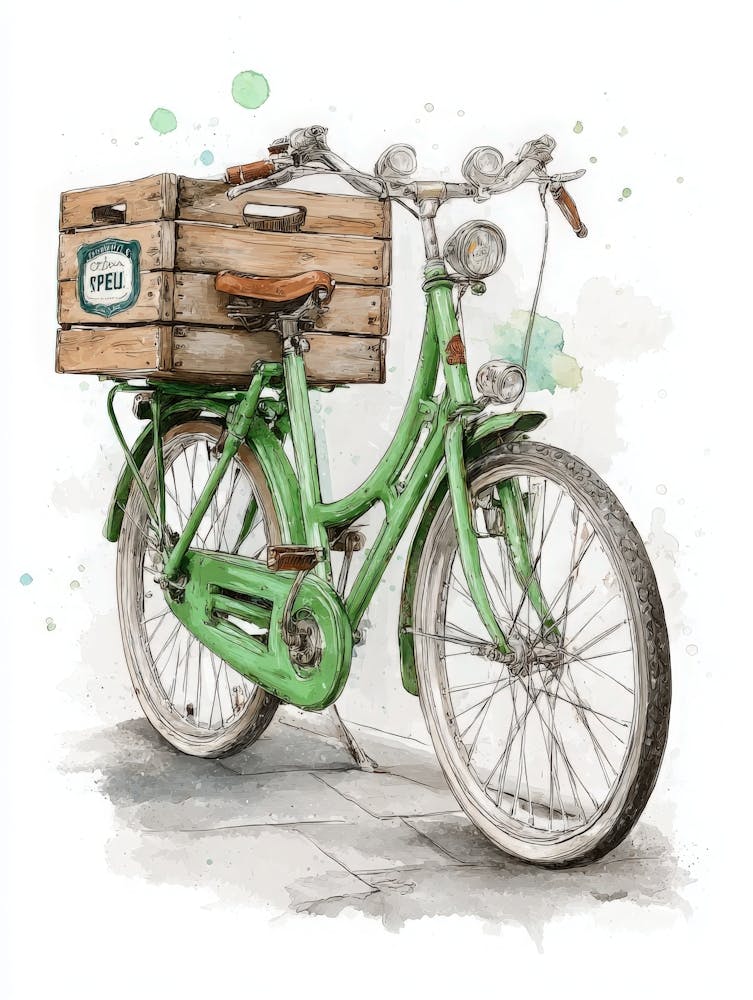 Aihrgdesign Isoliertes Aquarellgemälde von Vintage-Fahrrädern 12