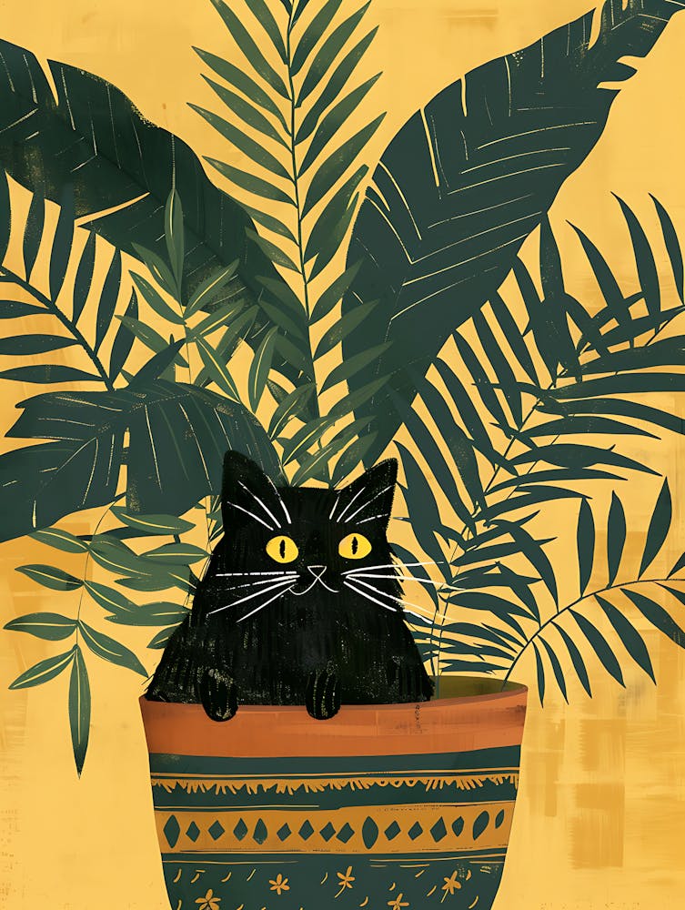 Cute Black Cat in a Plant Pot 6